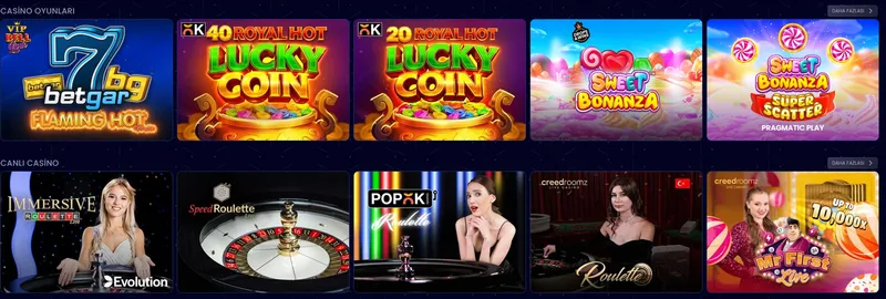 Betgar güncel giriş sonrası casino oyunları ekranı ve platform arayüzü